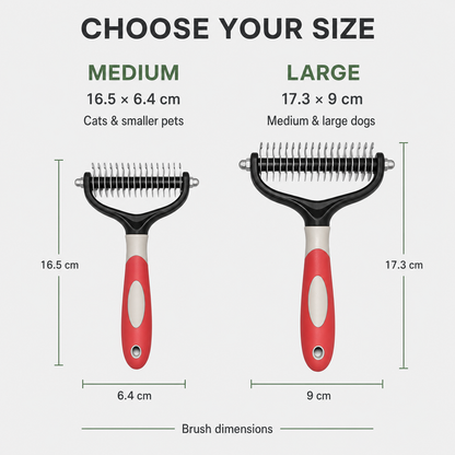Medium and large pet deshedding rake size guide